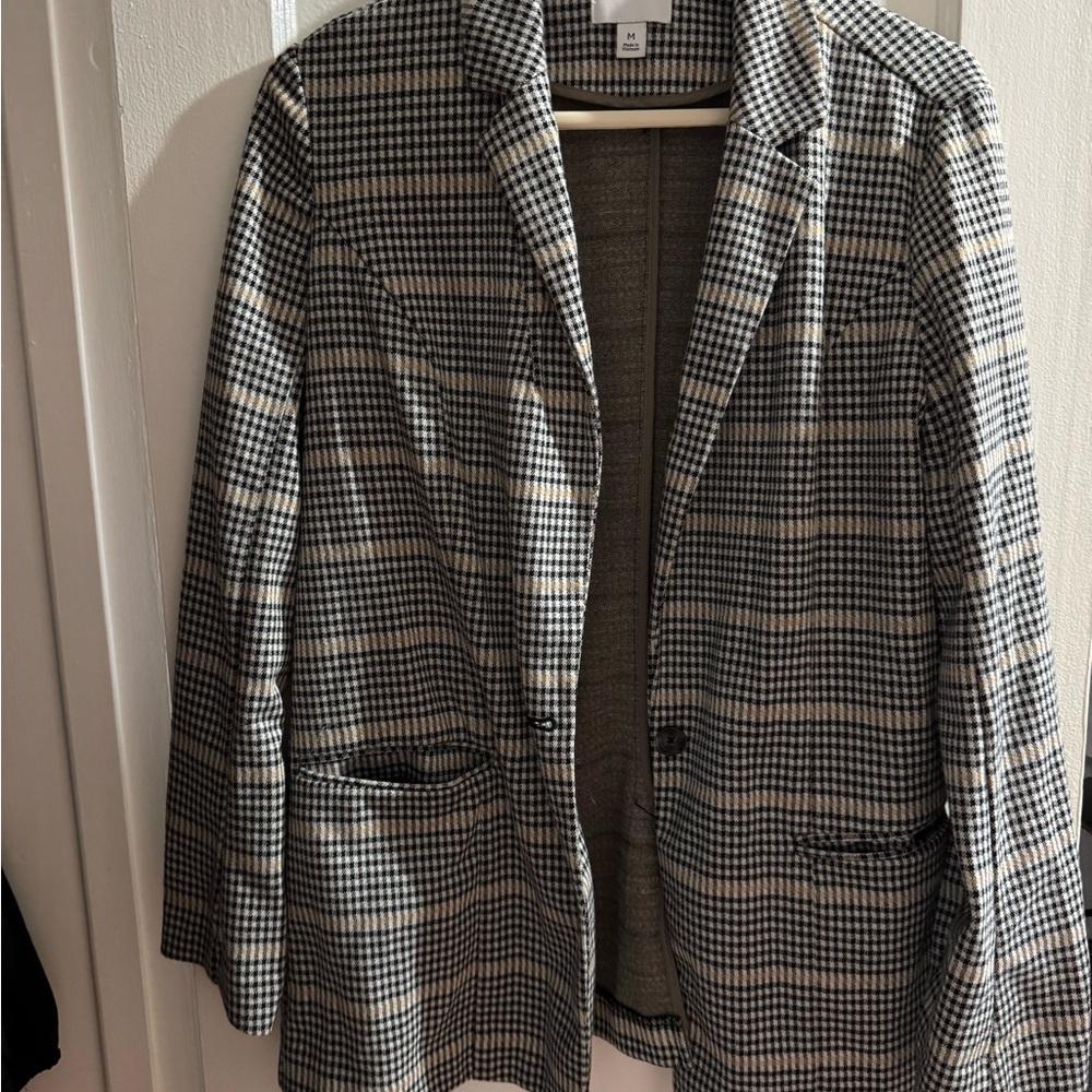 Nine West Black and White Plaid Blazer